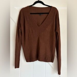 Eileen Fisher Rich Chocolate Dark Brown V-Neck Sweater Top
